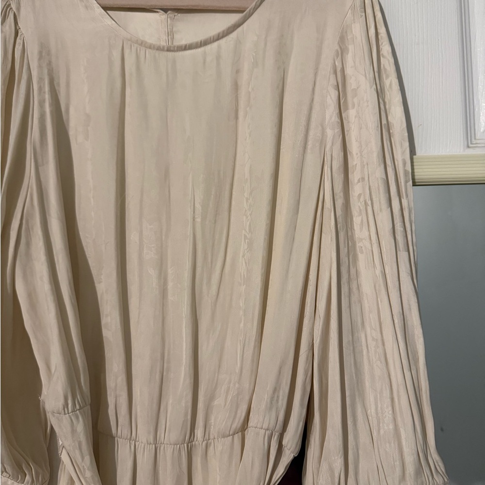Cream Long Sleeve Sundress with Bishop Sleeves